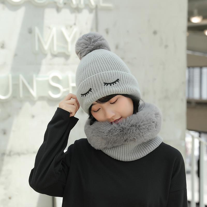 Winter thick knit wool fur pom pom hats for women balaclava designer beanie girl plush warm protection neck bonnet scarf, White
Winter thick knit wool fur pom pom hats for women balaclava designer beanie girl plush warm protection neck bonnet scarf, White