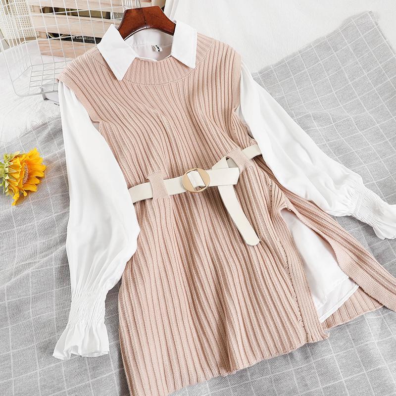 Korean new product autumn and winter models base white shirt with vest and knitted vest two-piece western-style blouse women1, Black
Korean new product autumn and winter models base white shirt with vest and knitted vest two-piece western-style blouse women1, Black