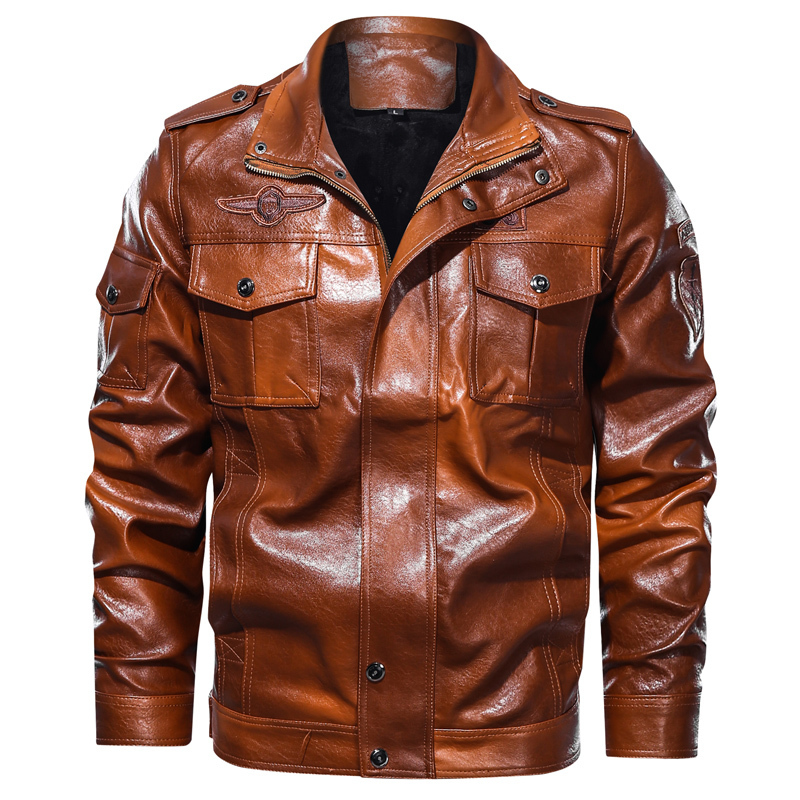 Fashion Men's Brown Leather Jacket Vintage Style Outwear Coat Men Autumn Winter Motorcycle Jacket Casual Overcoat Plus Size 4XL 201119