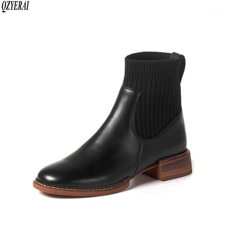 QZYERAI New style Genuine leather Ankle boots Female boots Women's black cowhide Women's shoes Size 34-401
QZYERAI New style Genuine leather Ankle boots Female boots Women's black cowhide Women's shoes Size 34-401