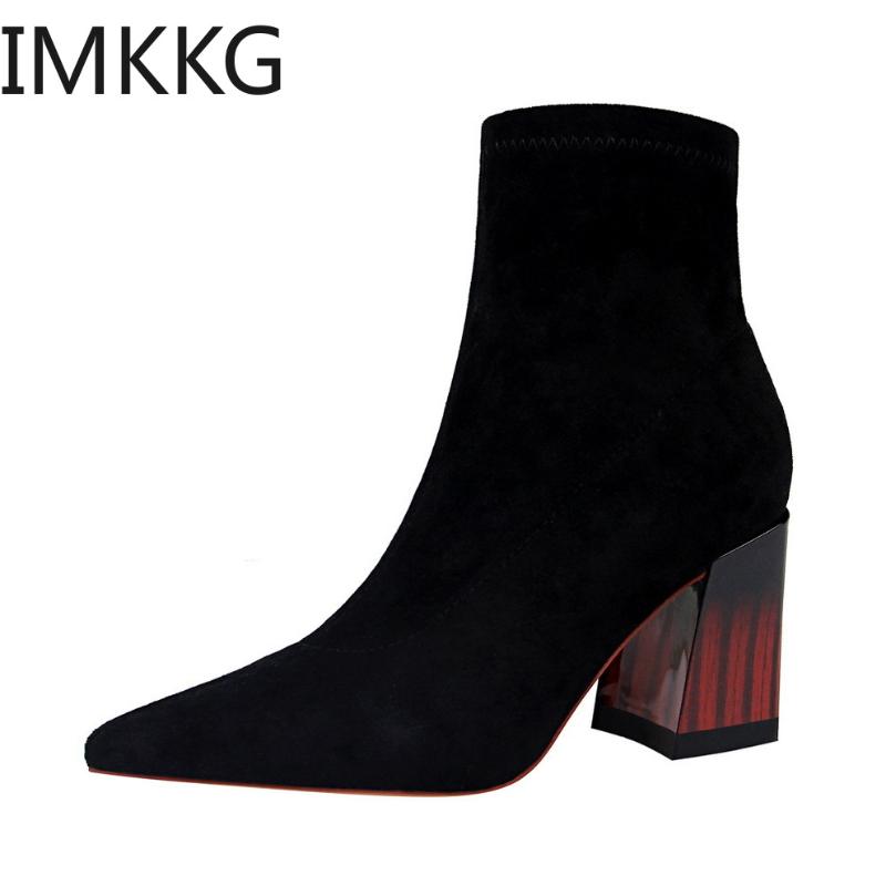Autumn Winter Warm Flock Women Ankle Boots Square High Heels Boots Pointed Patchwork Casual Pumps, Single black
Autumn Winter Warm Flock Women Ankle Boots Square High Heels Boots Pointed Patchwork Casual Pumps, Single black