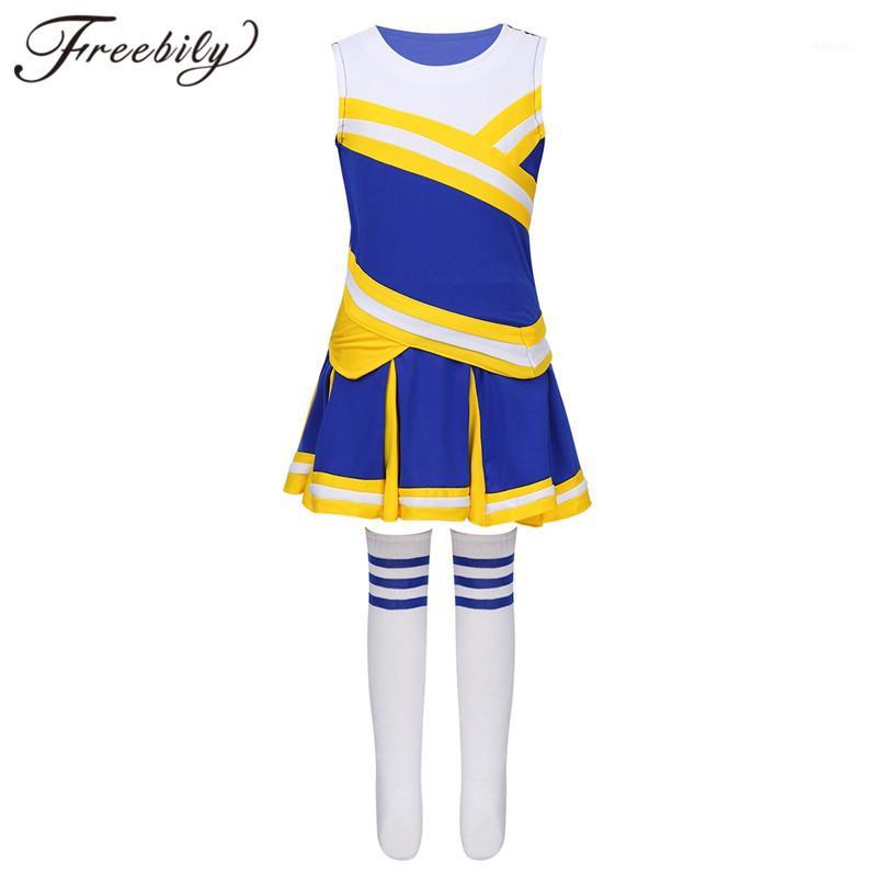 Kids Girls Sport Game Cheer School Girl Costume Sleeveless Tops Pleated Skirt Socks Set Cheerleading Uniforms Dress Up Outfit1
Kids Girls Sport Game Cheer School Girl Costume Sleeveless Tops Pleated Skirt Socks Set Cheerleading Uniforms Dress Up Outfit1