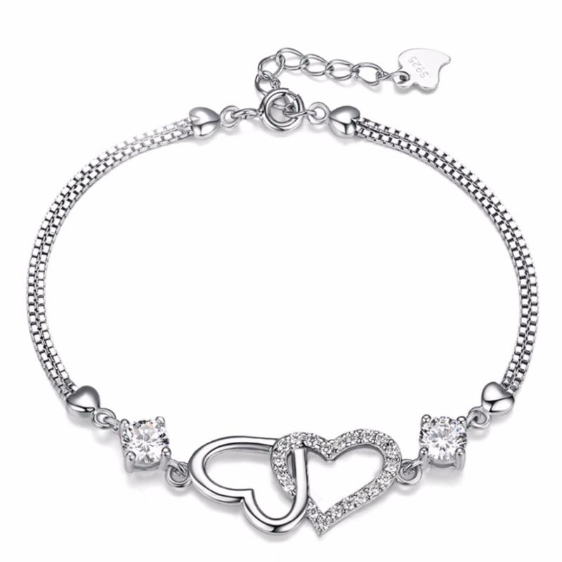 Simple Double Heart Charm Bracelet For Women Love Heart with White Crystal Bracelets Silver Color Metal Fashion Jewelry Gifts
Simple Double Heart Charm Bracelet For Women Love Heart with White Crystal Bracelets Silver Color Metal Fashion Jewelry Gifts