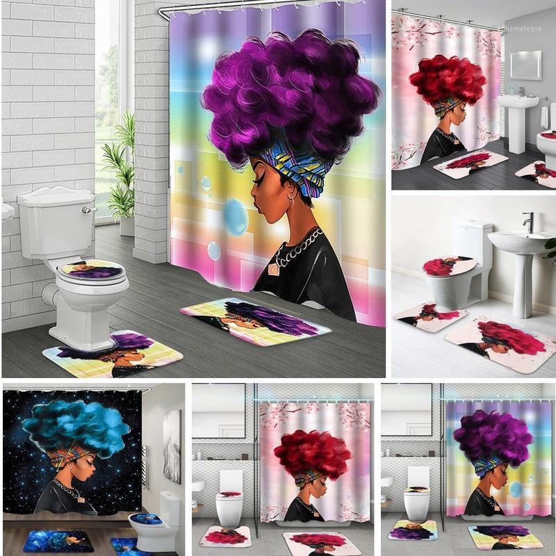 4Pcs/set Colourful African Girl Printed Waterproof Shower Curtain Bathroom Non-Slip Rug Toilet Seat Cover Bath Mats Home Decor1
4Pcs/set Colourful African Girl Printed Waterproof Shower Curtain Bathroom Non-Slip Rug Toilet Seat Cover Bath Mats Home Decor1