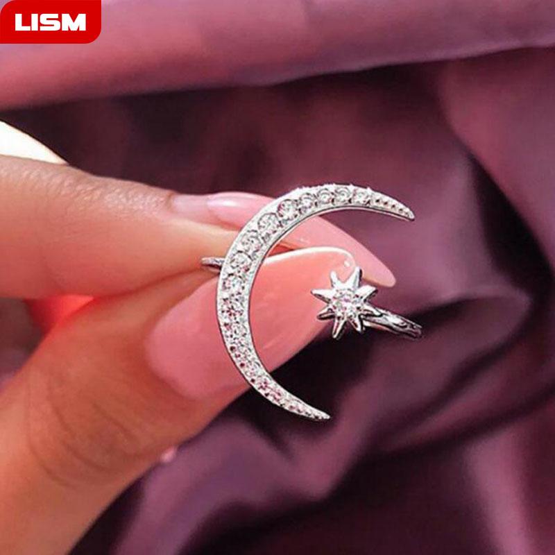 Cluster Rings Drop Silver Color Fashion Jewelry Moon And Star CZ Cocktail Opening Ring Sizable For Women Girl Gift
Cluster Rings Drop Silver Color Fashion Jewelry Moon And Star CZ Cocktail Opening Ring Sizable For Women Girl Gift