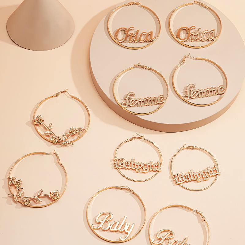 Lacteo Vintage Rose Letter Shape Hoop Earrings For Women 2021Fashion Trendy Daily life Unusual Earrings Jewelry Accessories
Lacteo Vintage Rose Letter Shape Hoop Earrings For Women 2021Fashion Trendy Daily life Unusual Earrings Jewelry Accessories