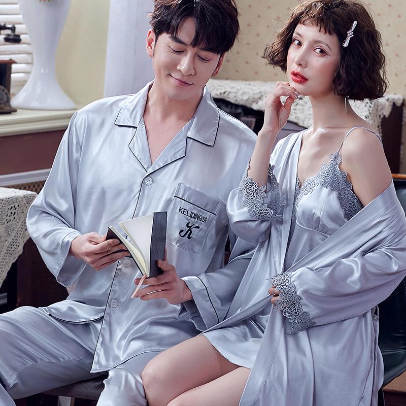 2PCS Pajamas Suit Nightwear Couple Satin Sleep Set Men Casual Shirt&Pants Sleepwear Women Twinset Robe Gown Home Clothes Pijamas, Champagne
2PCS Pajamas Suit Nightwear Couple Satin Sleep Set Men Casual Shirt&Pants Sleepwear Women Twinset Robe Gown Home Clothes Pijamas, Champagne