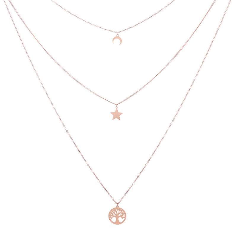 Multi-layer Tree Of Life Moon Star Pendant Necklace For Women Rose Gold Stainless Steel Long Necklaces Women's Fashion Jewelry
Multi-layer Tree Of Life Moon Star Pendant Necklace For Women Rose Gold Stainless Steel Long Necklaces Women's Fashion Jewelry