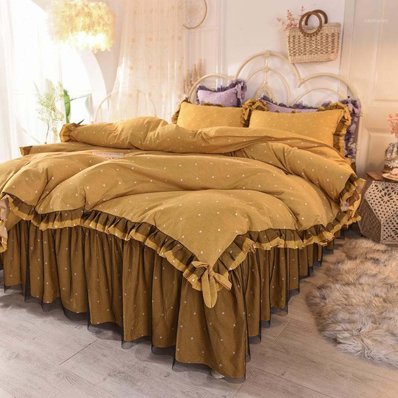 Skin Touching Fabric Princess Style 4pcs Duvet Cover Bed Skirt Pillowcases Ruffles Yellow Ginger Pink Grey Dark Grey Queen1
Skin Touching Fabric Princess Style 4pcs Duvet Cover Bed Skirt Pillowcases Ruffles Yellow Ginger Pink Grey Dark Grey Queen1