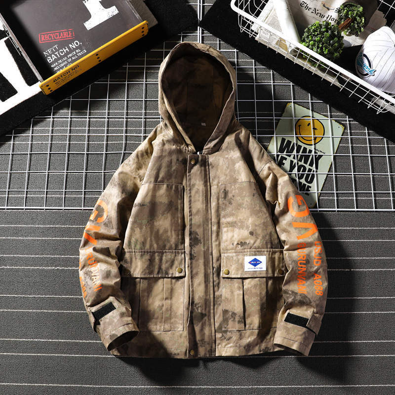 Men Winter Fashion Camo Jacket Casual Cargo Mens Military Jacket Windbreaker Coat Male Multi Pocket Streetwear Overcoat 201127