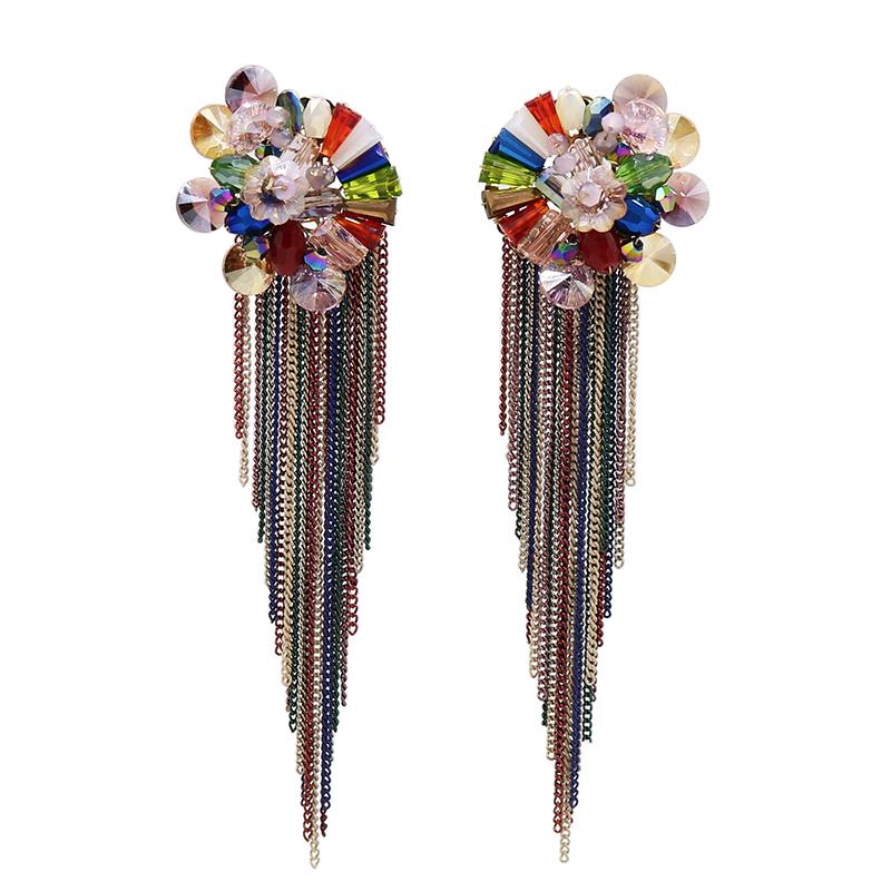 Luxury Colorful Crystal stone Tassel Earrings boho Chain tassle Long Earrings For Women Hand Made Fashion wedding Jewelry gift
Luxury Colorful Crystal stone Tassel Earrings boho Chain tassle Long Earrings For Women Hand Made Fashion wedding Jewelry gift