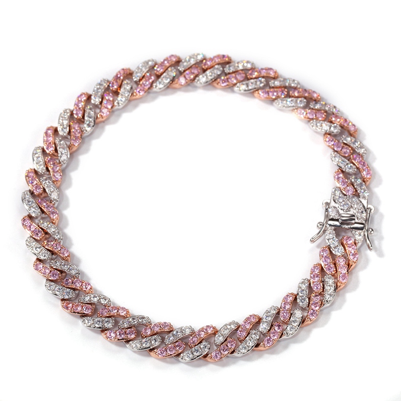 Womens Bracelet Iced Out Cuban Link Anklets Bracelets Gold Sier Pink Dia Hip Hop Anklet Body Chain Jewelry Free shipping
