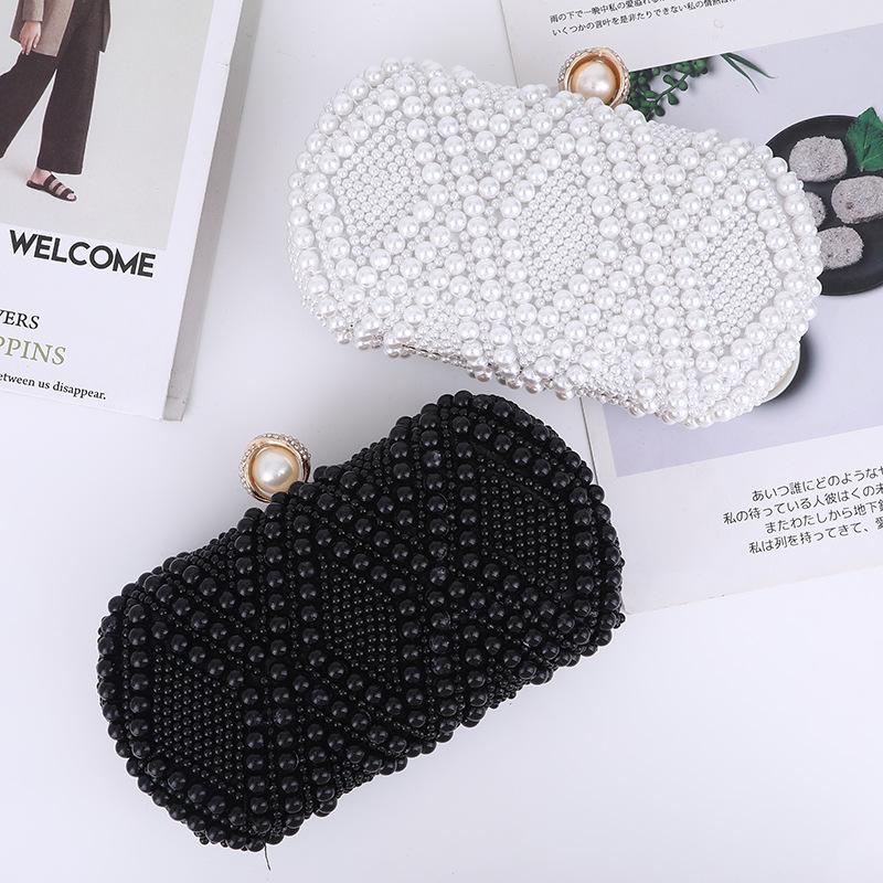 Fashion Women Pearl Beading Evening BagS Luxury Elegant Clutches Bridal Wedding Party Handbags Ladies Black White Shoulder Bag 
Fashion Women Pearl Beading Evening BagS Luxury Elegant Clutches Bridal Wedding Party Handbags Ladies Black White Shoulder Bag