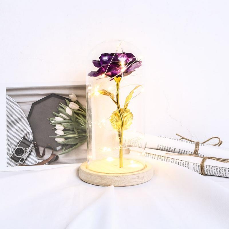 Valentine's Day Gift Gold Foil Artificial Rose Flower With Light String In Glass Fake Rose Flower With Wooden Base1, Purple
Valentine's Day Gift Gold Foil Artificial Rose Flower With Light String In Glass Fake Rose Flower With Wooden Base1, Purple