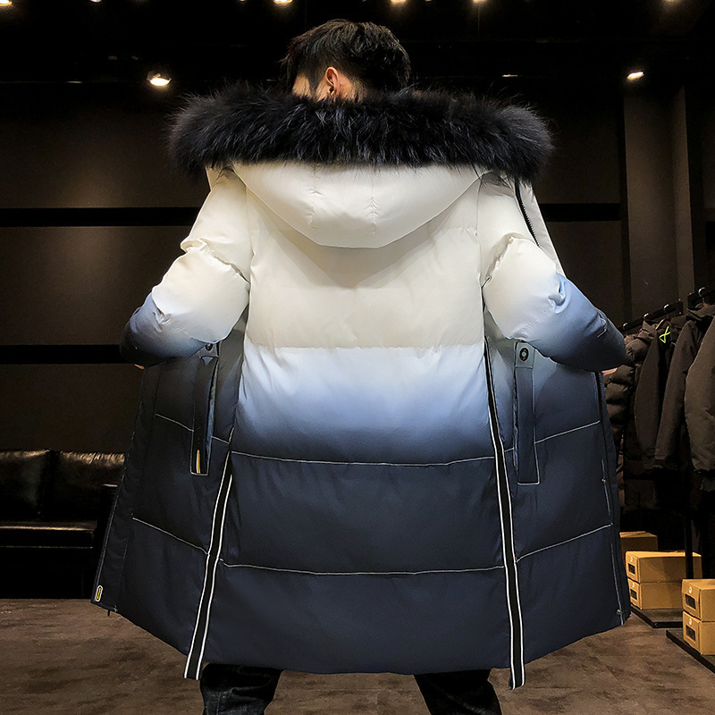 Winter Arrival Gradient Color Long Section Thick Down Cotton Padded Slim Cotton Plus Size Cotton Coat 201128