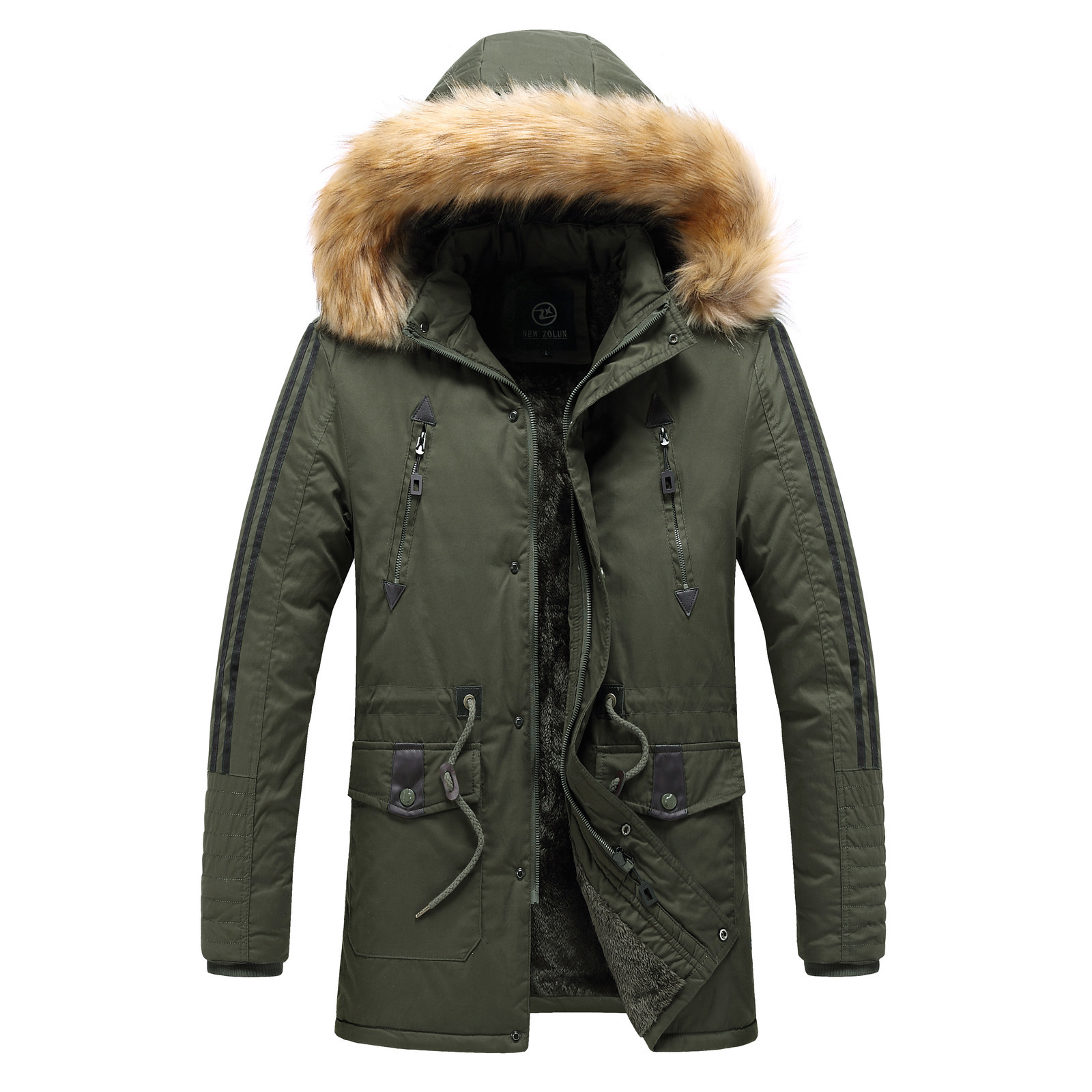 Hat Detachable Parka Men Fur Jackets Winter Warm Thick Pilot Coat Men's Hooded Overcoat Windproof Cotton Outwear Male Plus Size 201026