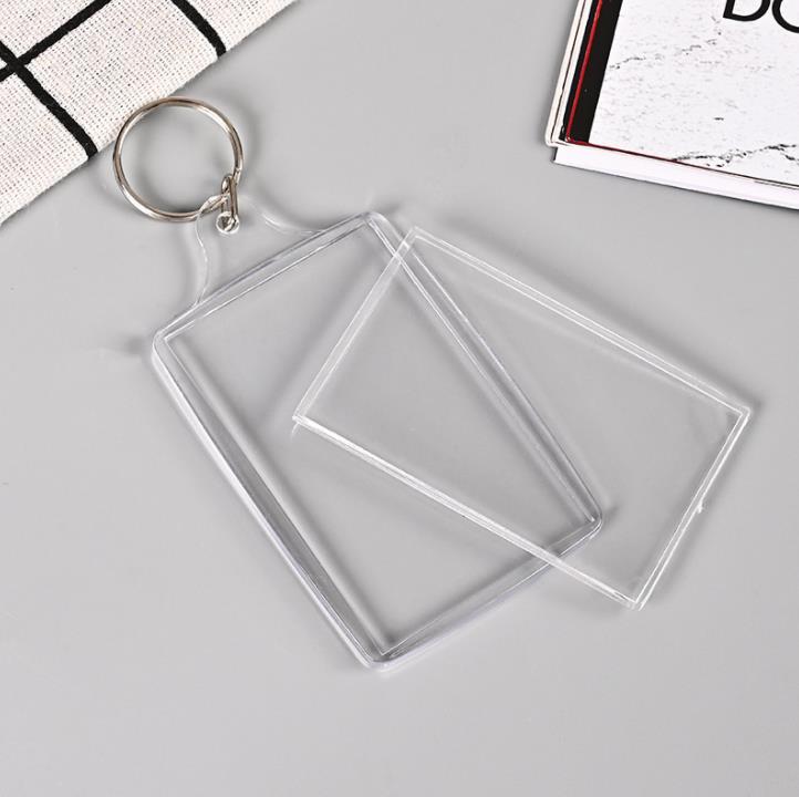 Party Favor Acrylic Plastic Blank Keyrings Insert Passport Photo Frame Keychain Picture-Frame Keyring Gift SN4448