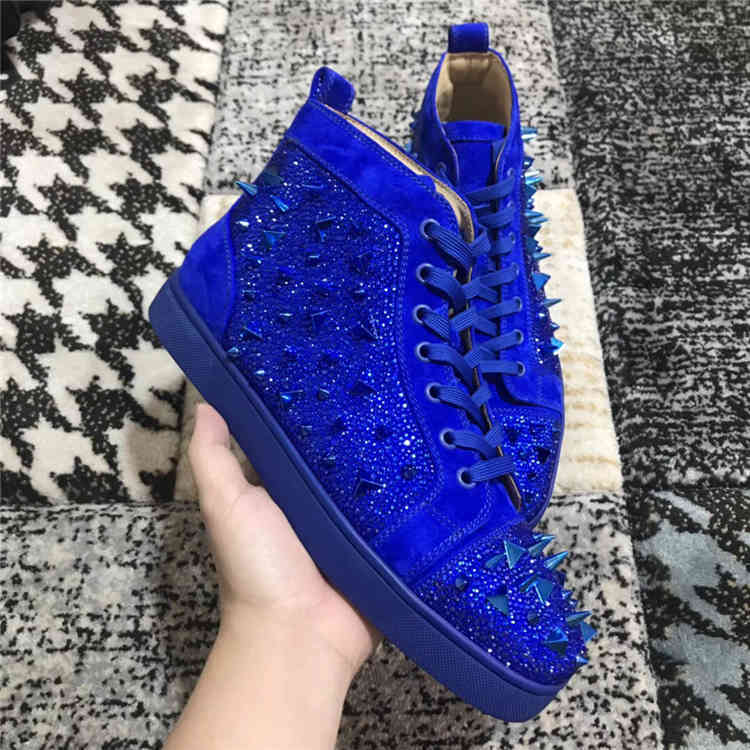 Promotional Price! High Quality Blue Sliver Pik Spikes Red Bottom Sneakers Shoes Strass High Top Women,Men Walking Fashion Flats
Promotional Price! High Quality Blue Sliver Pik Spikes Red Bottom Sneakers Shoes Strass High Top Women,Men Walking Fashion Flats