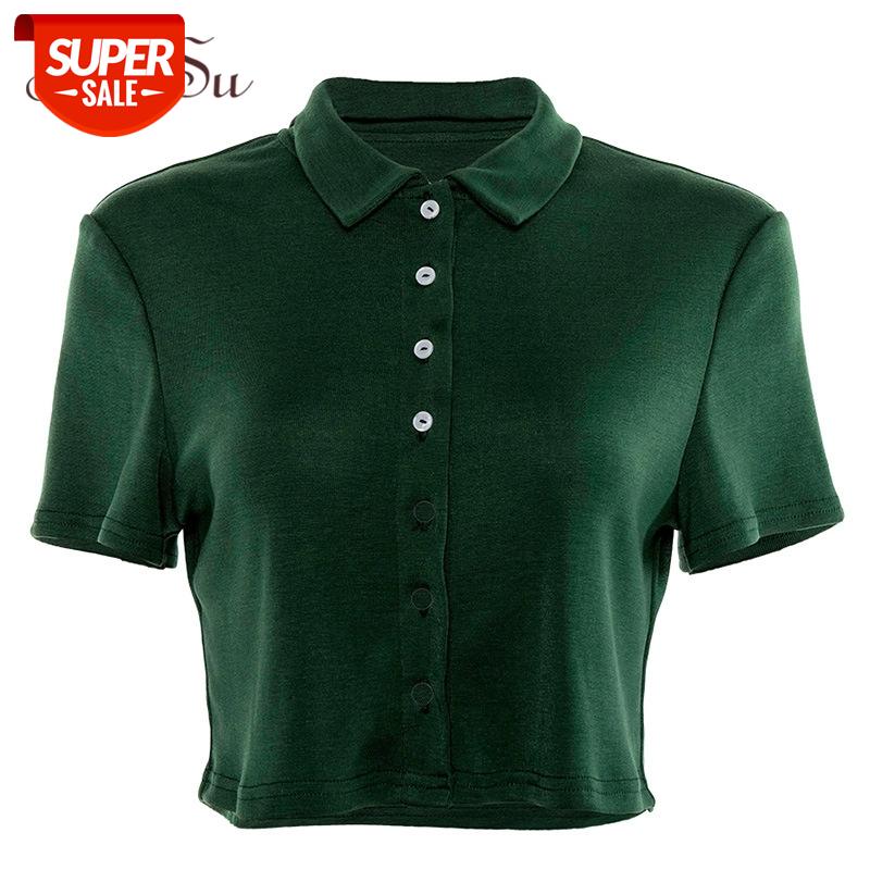 ArtSu Korean Fashion Single-breasted Short Sleeve Women T shirt Green Turn-down Collar Womens Tshirts Casual Summer ASTS20821 #jx4U, White
ArtSu Korean Fashion Single-breasted Short Sleeve Women T shirt Green Turn-down Collar Womens Tshirts Casual Summer ASTS20821 #jx4U, White