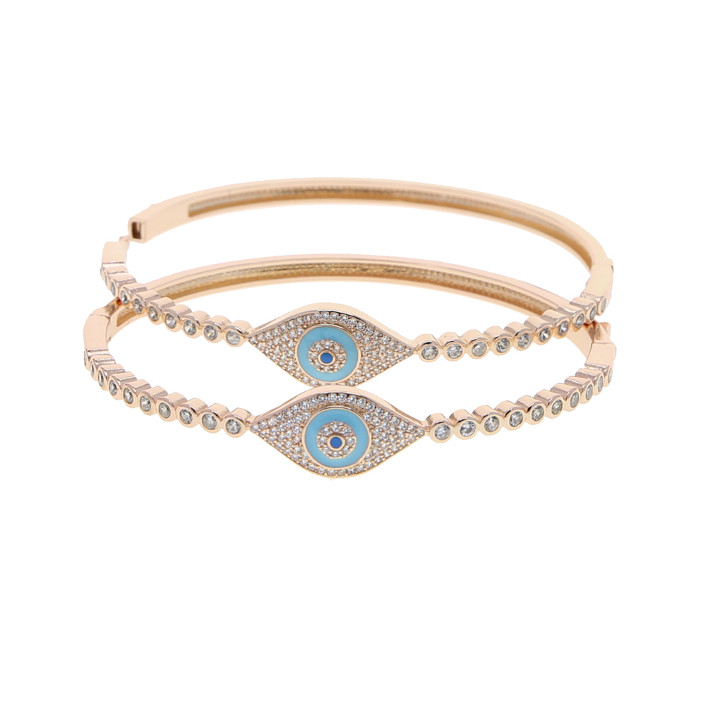 Evil Eye Charm Bangle Bracelets Turkish Fatima Hand Cubic Zirconia Tennis Chain Bangles for Women Z250910