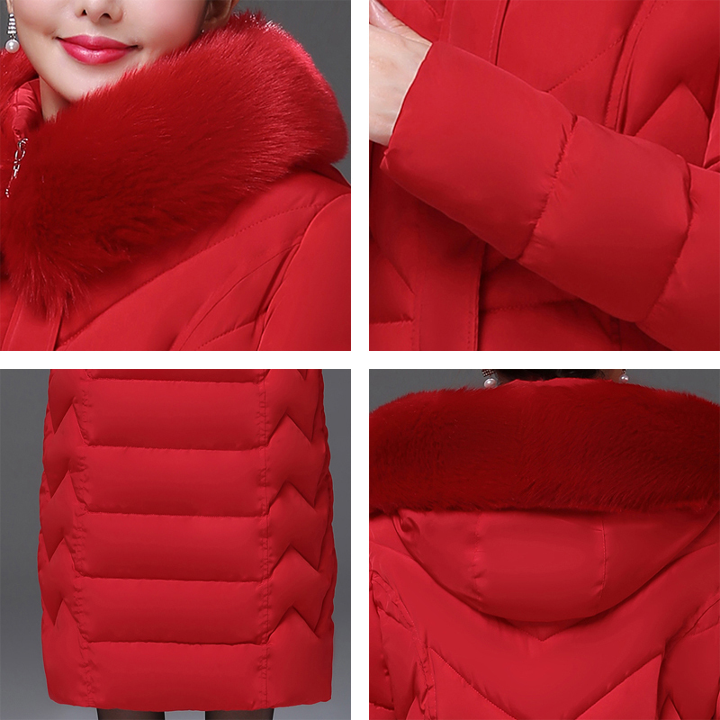Xlong winter casual jacket women office ladies parka mujer plus size solid hooded with fur collar slim women's thick coat 201019