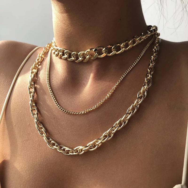 Chokers Punk Multilayer Gold Color Cuban Choker Necklace Collar Hip Hop Metal Big Chunky Thick Link Chain Necklaces For Women Jewelry
Chokers Punk Multilayer Gold Color Cuban Choker Necklace Collar Hip Hop Metal Big Chunky Thick Link Chain Necklaces For Women Jewelry