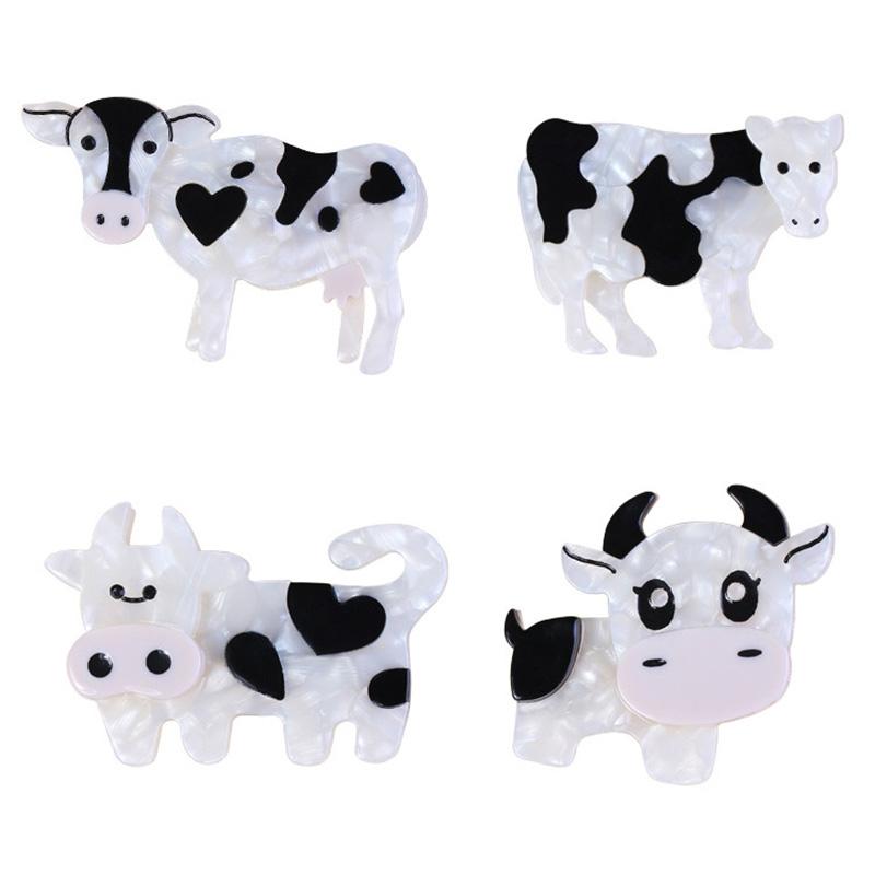 Dairy Cow Brooches Pin Resin Acrylic Milk Cow Brooches Pins Fashion Dress Accessory Jewelry