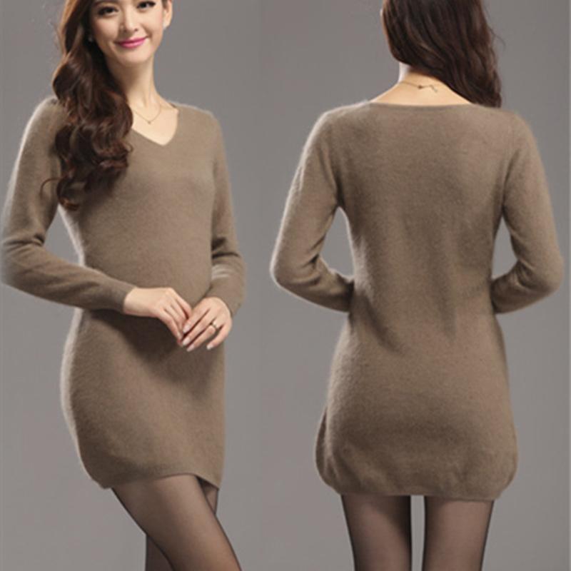 2020 Autumn Winter Women Dress Knitted Sweater Dress Female V-neck Warm Long Sleeve Pure Color Mink Cashmere Mini, Black
2020 Autumn Winter Women Dress Knitted Sweater Dress Female V-neck Warm Long Sleeve Pure Color Mink Cashmere Mini, Black