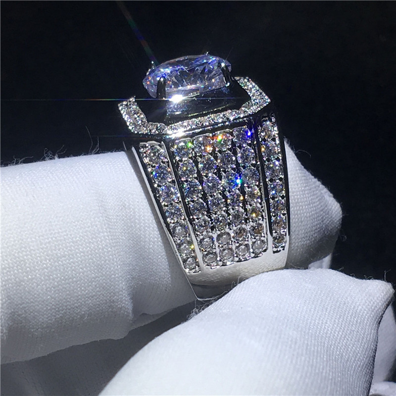 Choucong Male Ring Big 3ct Clear 5a Zircon Cz Sterling Sier Engagement Wedding Band Rings For Men Fine Jewelry J190620 Free shipping