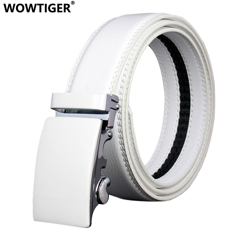 WOWTIGER Mens Fashion Automatic Buckle Leather Luxury Man cinturones hombre Black white Belt Alloy buckle Belts for Men 201120
WOWTIGER Mens Fashion Automatic Buckle Leather Luxury Man cinturones hombre Black white Belt Alloy buckle Belts for Men 201120