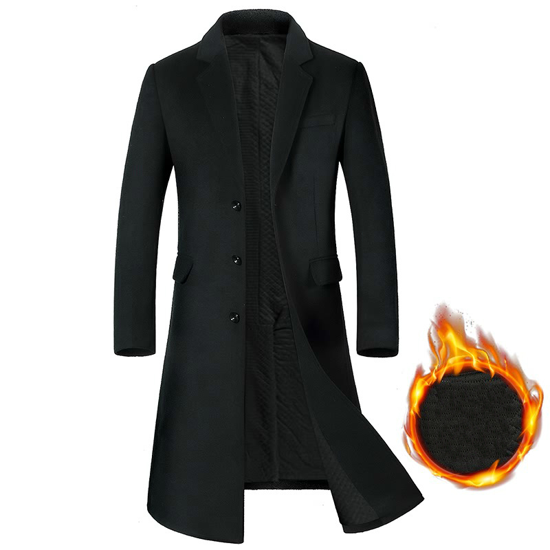 High Quality Men Long Wool Coat Thicken Mens Trench Coat Fashion Mens Woolen Overcoat Long Jacket Winter Smart Casual Overcoats 201222