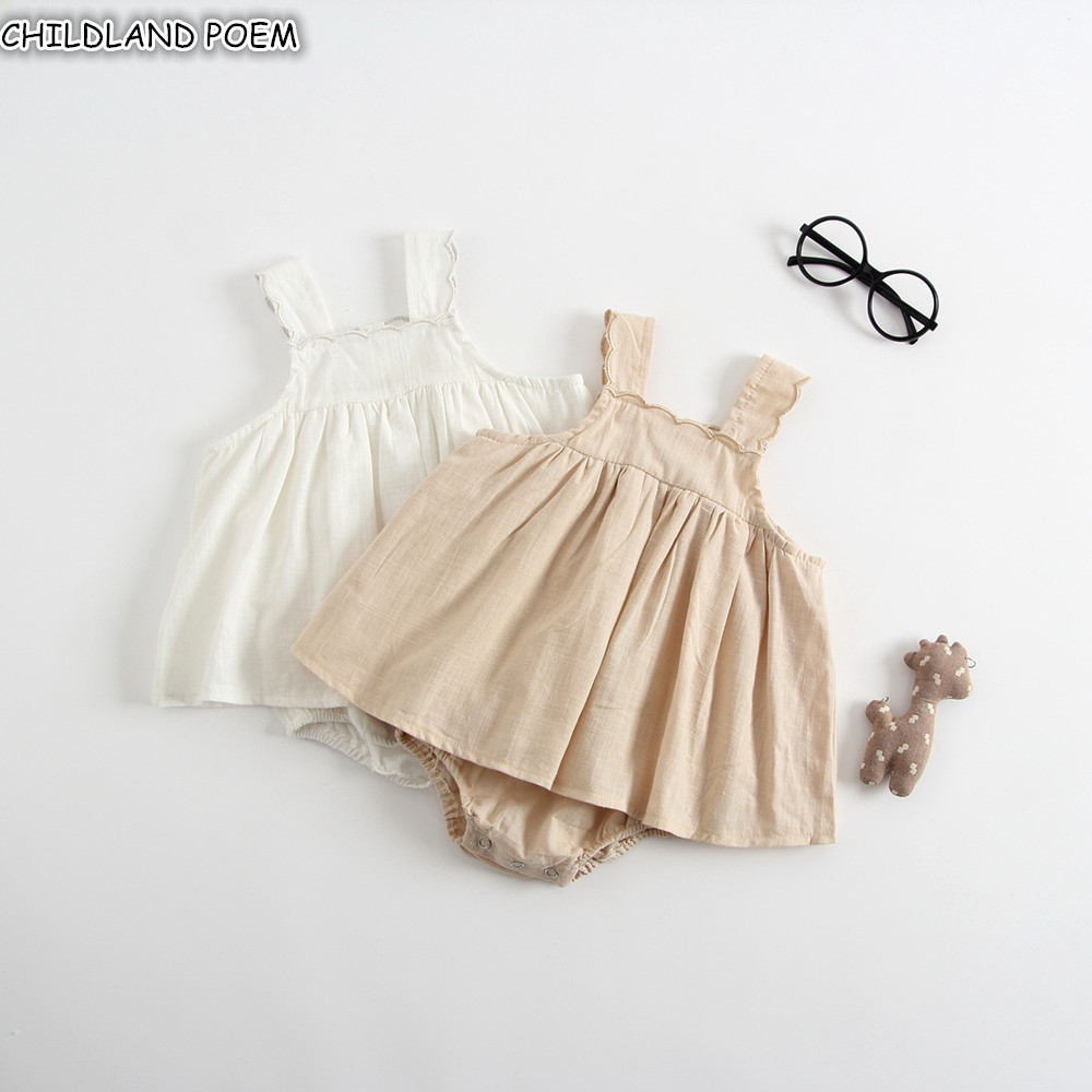 Baby Romper Dress Girls Summer Newborn Baby Clothes For Girls 100% Cotton White Lace Sleeveless bebes Infant Girls Jumpsuit 201027
