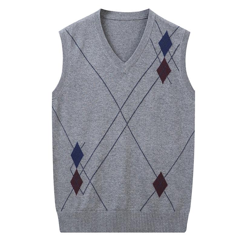 Man Cashmere Sweater Autumn Spring Casual Argyle Patterns Sweaters Vest Male Sleeveless Knit Tops Pullovers1
