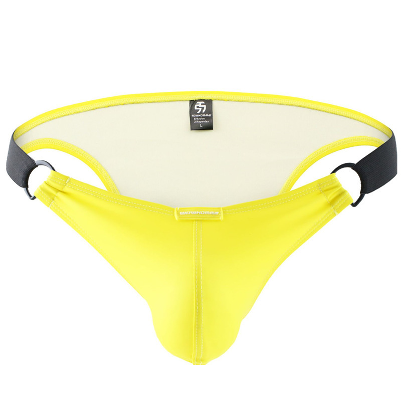 KUDYZON Men Sexy Underwear PU Leather Mens Briefs Stretch Gay Underpants Exotic Male Panties Low Waist Homme Jockstraps 201112