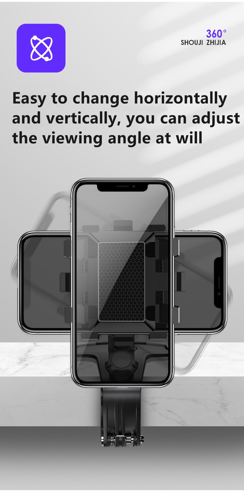 New Car Phone Holder 1200 Degree rotation rearview mirror Sun Visor dashboard GPS mobile navigation Bracket With Parking Card