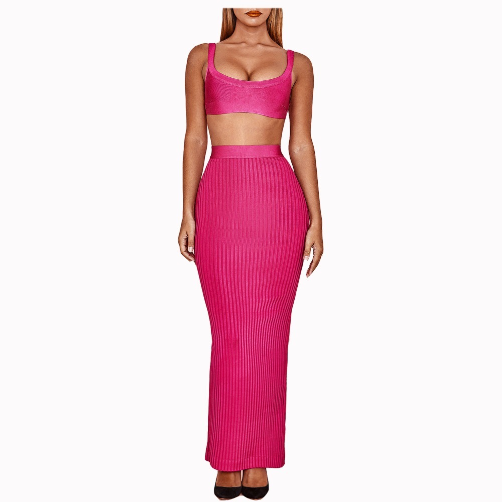 2020 New Two Crop Top Buns Long and Orange Pink Single Female Cocktail Joint Colors 0bfk, Red