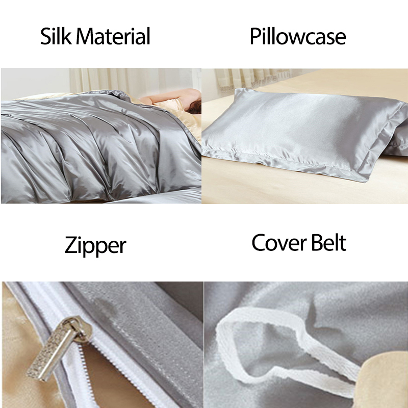 Satin Silk Bedding Set Home Textile King Size Bed Set Bed Clothes Duvet Cover Flat Sheet Pillowcases Whole T2001105639722
