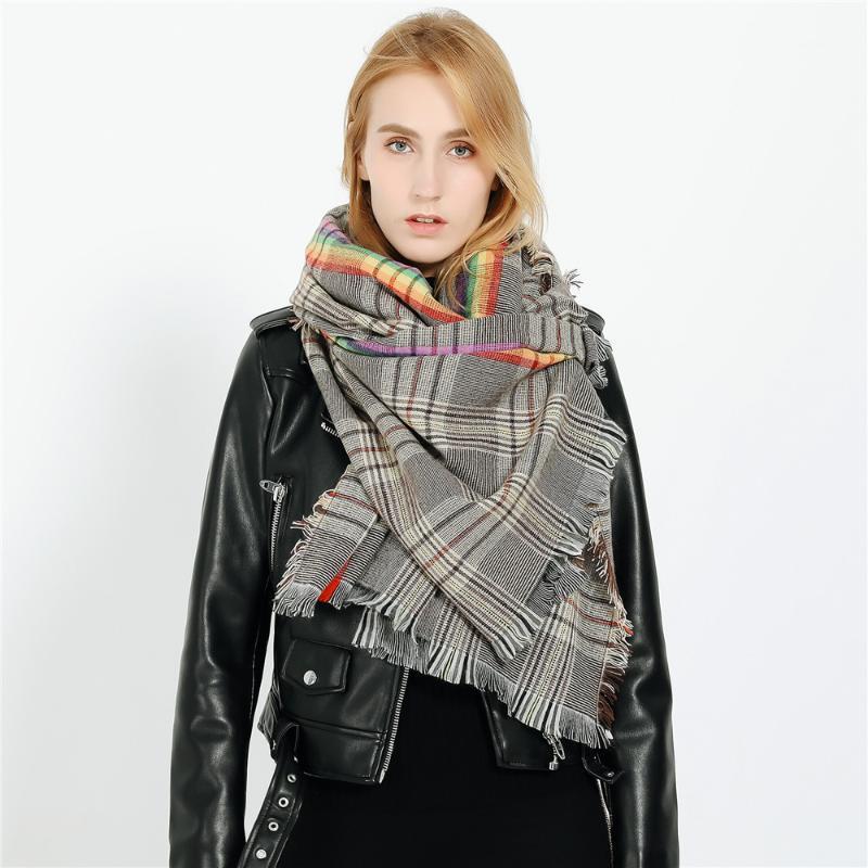 Popular Autumn/Winter Hot Sale New Fashion Ladies Rainbow Color Plaid Fringed Imitation Cashmere Scarves Warm Windproof Decor1
Popular Autumn/Winter Hot Sale New Fashion Ladies Rainbow Color Plaid Fringed Imitation Cashmere Scarves Warm Windproof Decor1