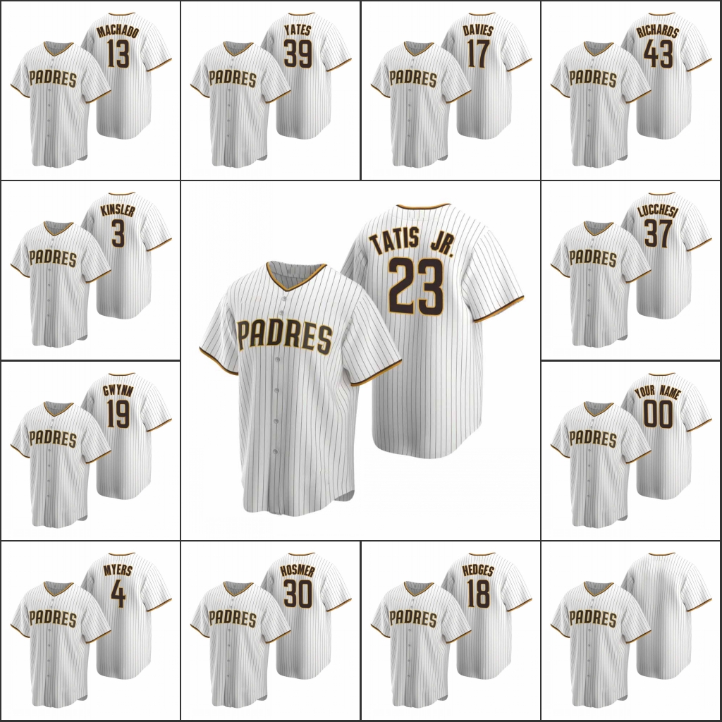 San Diego Padres 23 Fernando Tatis Jr. 13 Manny Machado 19 Tony Gwynn Men Women Youth Custom White Brown Replica Home Jersey
San Diego Padres 23 Fernando Tatis Jr. 13 Manny Machado 19 Tony Gwynn Men Women Youth Custom White Brown Replica Home Jersey