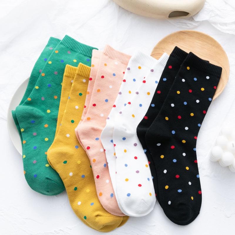 

Socks Women Cotton Fashion Harajuku Kawaii Dot Calcetines De La Mujer Skarpetki Stopki Damskie Kobieta Skarpety Woman Socks, Beige