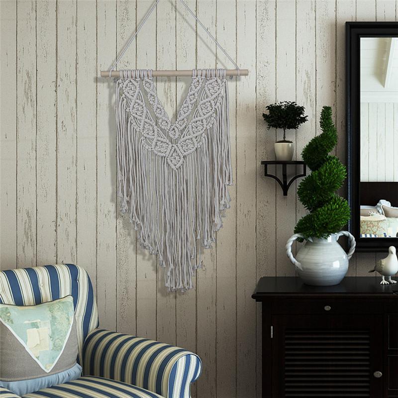 Romantic Knitting Heart Tapestry Bohemian Macrame Woven Wall Hanging Handmade Banner Home Wedding Decoration