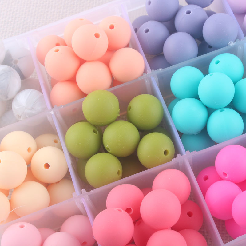 XCQGH 50pcs Silicone Beads 12mm Food Grade Silicone Sensory Teething Beads Mom Nursing Necklace DIY Jewelry Baby Teethers Y1221