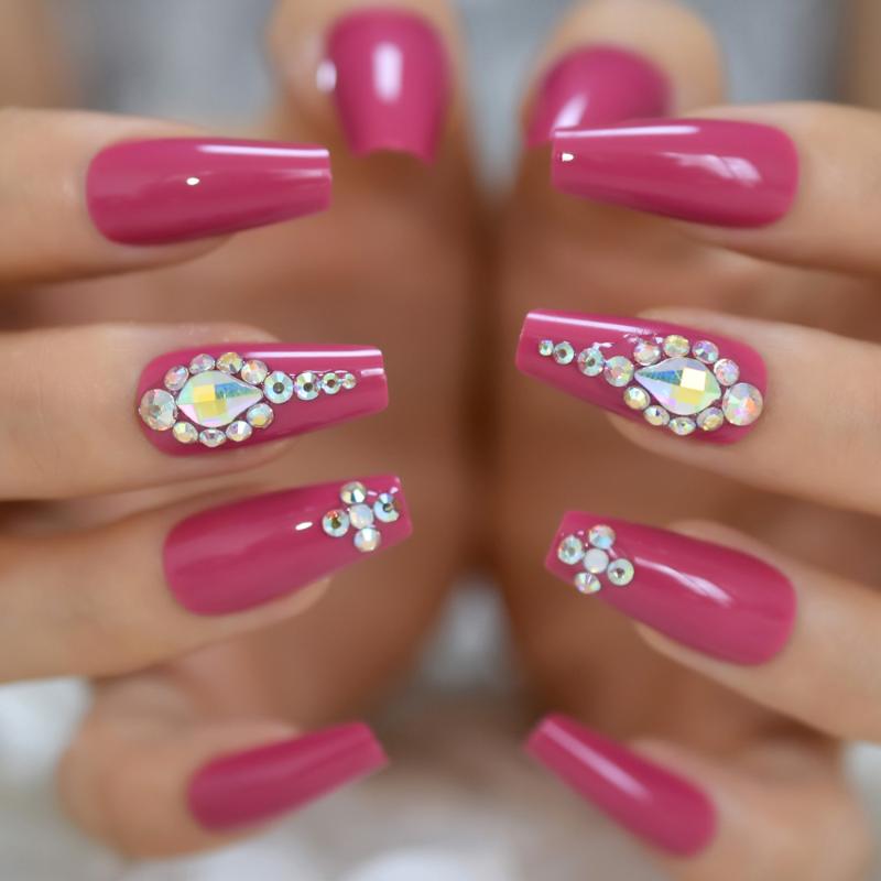 3D Bling Glitter Rhinestones Deco Rose Pink Coffin False Fake Nails Long Press on Party Finger Wear Nail Tips 24pc/set, L5772
3D Bling Glitter Rhinestones Deco Rose Pink Coffin False Fake Nails Long Press on Party Finger Wear Nail Tips 24pc/set, L5772