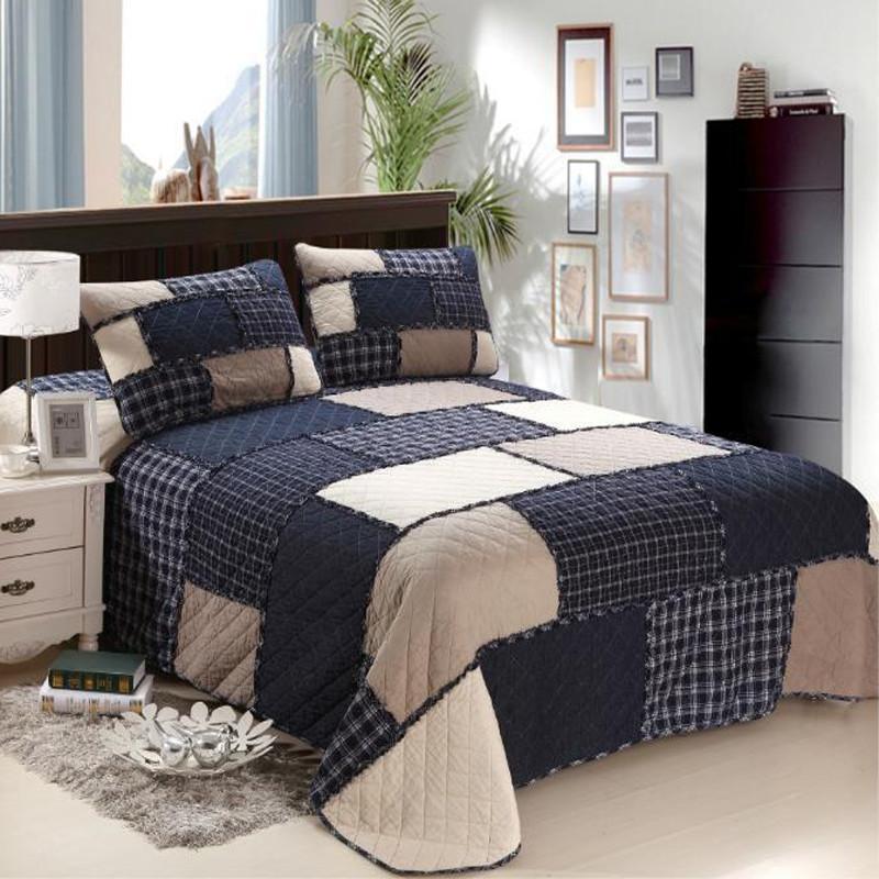 New Retro Bedspread Patchwork/Grids Colchas Coverlet Comforter 3pcs Bedding set Cubrecamas Cotton Quilted Bedcover Pillowcase, Picture color
New Retro Bedspread Patchwork/Grids Colchas Coverlet Comforter 3pcs Bedding set Cubrecamas Cotton Quilted Bedcover Pillowcase, Picture color