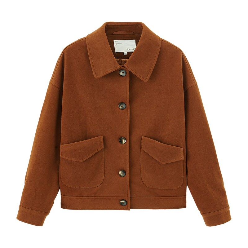 INMAN Winter New Arrivals Retro Art Lapel Loose Woolen Jacket Pure Color Women's Coat 201019