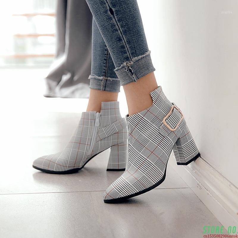 Women Autumn Winter Boots Fashion Side Zipper Buckle Thick High Heels Ankle Boots Casual Plaid Pointed Toe Botas Mujer1, Red
Women Autumn Winter Boots Fashion Side Zipper Buckle Thick High Heels Ankle Boots Casual Plaid Pointed Toe Botas Mujer1, Red