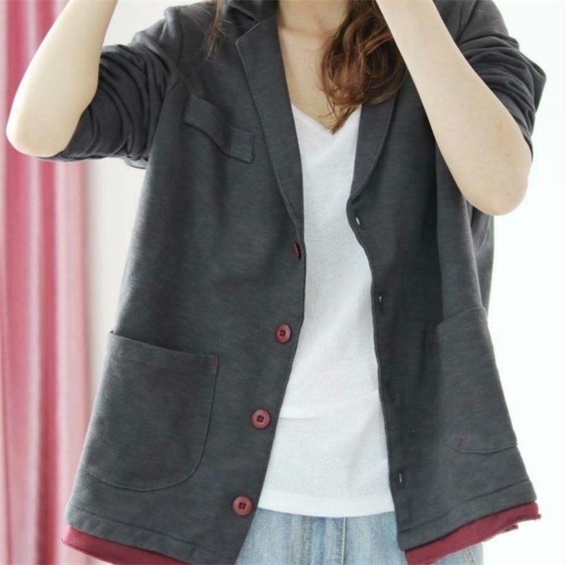 Spring Autumn Women Cotton Blazer Long Sleeve Ladies Single Breasted Suit Jacket Female Feminine Blazer Femme Knited Blazer 201114, Black
Spring Autumn Women Cotton Blazer Long Sleeve Ladies Single Breasted Suit Jacket Female Feminine Blazer Femme Knited Blazer 201114, Black