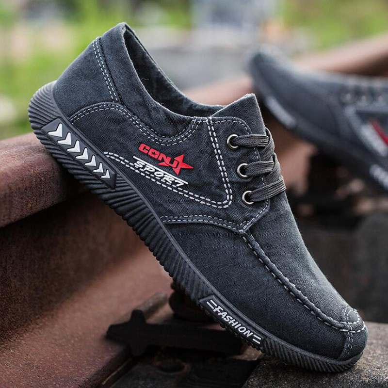 spring Men canvas flat casual lace up comfortable breathable shoes man flats size 39 - 44 Y200801