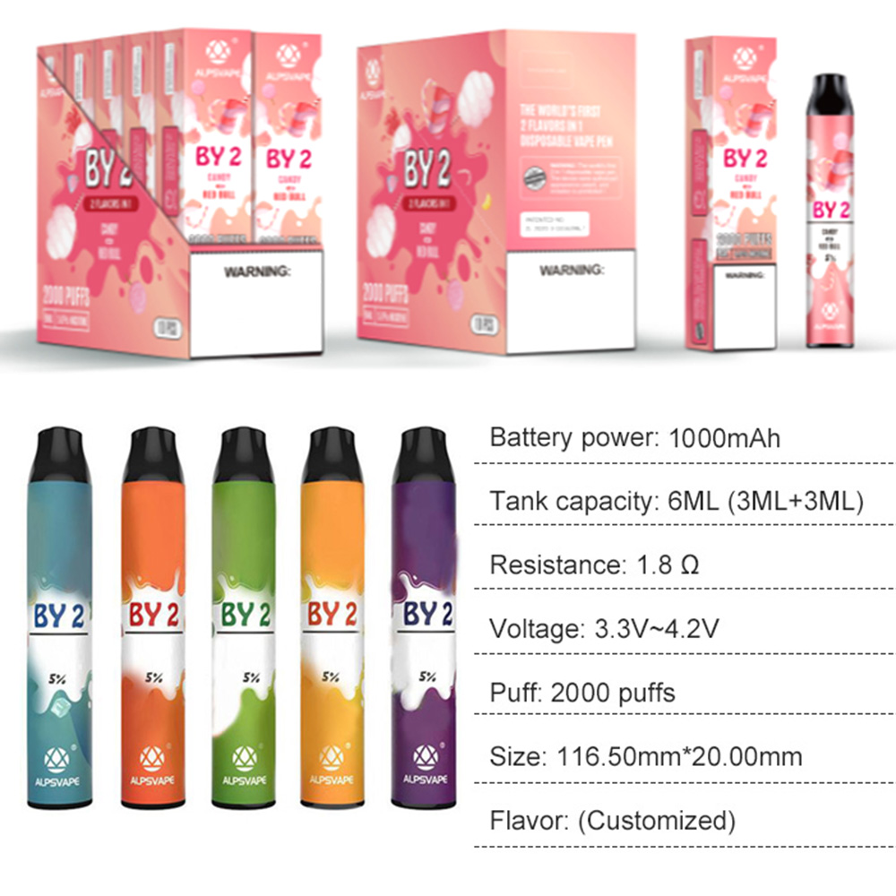 Authentic BY2 Disposable Device Kit 2000 puffs 6ml Pods 2 in 1 3ml+3ml Cartridge 1000mAh Battery BY 2 Vape Pen Stick
Authentic BY2 Disposable Device Kit 2000 puffs 6ml Pods 2 in 1 3ml+3ml Cartridge 1000mAh Battery BY 2 Vape Pen Stick