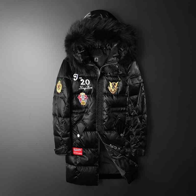 Men's Down & Parkas Winter hooded real wool collar embroidery fashion 90% white duck down men's medium and long jacket 49NZ, Black
Men's Down & Parkas Winter hooded real wool collar embroidery fashion 90% white duck down men's medium and long jacket 49NZ, Black